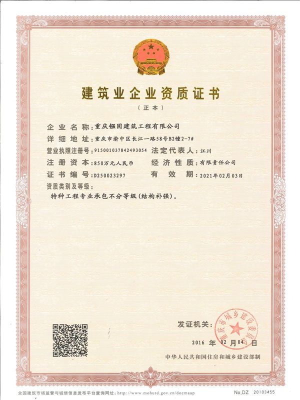 镪固公司资质正本